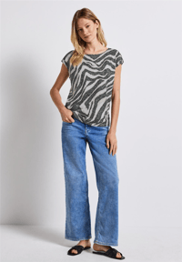 STREETONE ZEBRA DESEN BİSİKLET YAKA T-SHİRT
