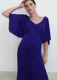 ZARA MOR MAXİ IŞILTILI ELBİSE