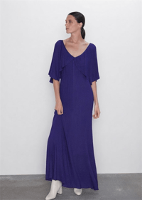ZARA MOR MAXİ IŞILTILI ELBİSE