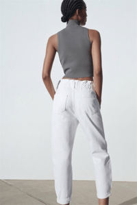 ZARA PAPERBAG BEYAZ JEANS 