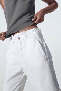 ZARA PAPERBAG BEYAZ JEANS 
