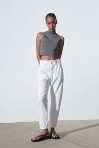 ZARA PAPERBAG BEYAZ JEANS 