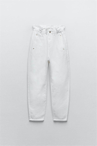 ZARA PAPERBAG BEYAZ JEANS 