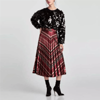 ZARA PİLELİ METALİK MİDİ ETEK 