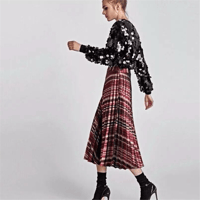 ZARA PİLELİ METALİK MİDİ ETEK 