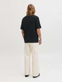Jack&Jones JJEBRADLEY KNIT TEE SS LN Siyah Erkek T-Shirt 12288582