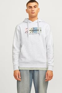 Jack&Jones JORTPORTLAND BLOCK SWEAT HOOD LN Gri Erkek Sweatshirt 12262421