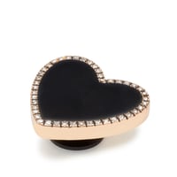 Jibbitz Black Heart with Gold Outline Siyah Terlik & Çanta Süsü