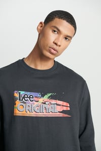 Lee Bisiklet Yaka Sweatshirt Siyah Erkek Sweatshirt L232519001