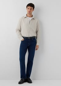 Mavi ÇİZGİLİ GÖMLEK Winter Twig Melanj Zemin Bej Erkek Gömlek M0211693-91739