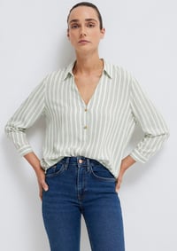 Mavi DÜĞME DETAYLI BLUZ Slate Grey Stripe Yeşil Kadın Bluz M122400-91387