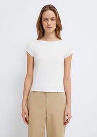 Mavi KISA KOLLU BASIC TİŞÖRT Kırık Beyaz Kırık Beyaz Kadın T-Shirt M1613807-70057