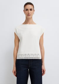 Mavi KISA KOLLU MODELLİ PENYE Kırık Beyaz Kırık Beyaz Kadın T-Shirt M1613945-70057