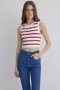 Mavi KOLSUZ TRiKO Scarlet Sage Stripe Kırmızı Kadın Kazak M1710672-88044
