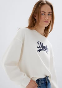 Mavi LOGO BASKILI SWEATSHIRT Hindistan Cevizi Kırık Beyaz Kadın Sweatshirt M1S10419-80194