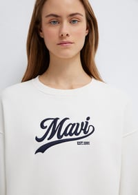 Mavi LOGO BASKILI SWEATSHIRT Hindistan Cevizi Kırık Beyaz Kadın Sweatshirt M1S10419-80194