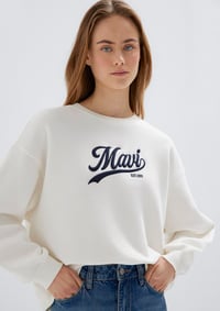 Mavi LOGO BASKILI SWEATSHIRT Hindistan Cevizi Kırık Beyaz Kadın Sweatshirt M1S10419-80194