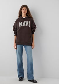 Mavi MAVI LOGO KAPÜSONLU SWEATSHIRT Black Coffe Kahverengi Kadın Sweatshirt M1600361-70240