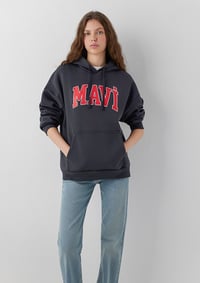 Mavi MAVI LOGO KAPÜSONLU SWEATSHIRT Kuzgun Antrasit Kadın Sweatshirt M1600361-70499
