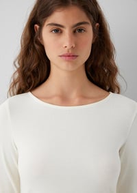 Mavi UZUN KOLLU MODELLİ PENYE Hindistan Ceviz Beyaz Kadın T-Shirt M1614123-80194