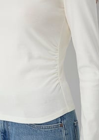 Mavi UZUN KOLLU MODELLİ PENYE Hindistan Ceviz Beyaz Kadın T-Shirt M1614123-80194