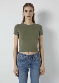Mavi YUVARLAK YAKA BASIC TİŞÖRT Smokey Olive Haki Kadın T-Shirt M1600814-86961