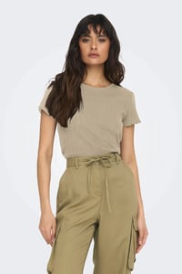 Only ONLCARLOTTA S/S TOP JRS NOOS Bej Kadın T-Shirt 15256154
