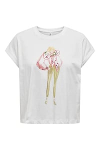 Only ONLDORIS LIFE S/S BOW TOP BOX JRS Beyaz Kadın T-Shirt 15320665