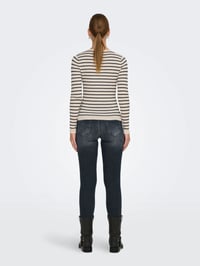 Only ONLMILA LIFE LS STRIPE BUT ONECK CS KNT Bej Kadın Kazak 15335111