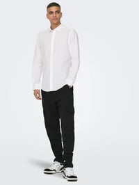 Only&Sons ONSCAIDEN LIFE LS SOLID LINEN BLEND NOOS Beyaz Erkek Gömlek 22012321