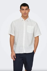 Only&Sons ONSCAIDEN LIFE RGSS 1PKT LINENBLEND NOOS Beyaz Erkek Gömlek 22031805