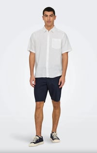 Only&Sons ONSCAIDEN LIFE RGSS 1PKT LINENBLEND NOOS Beyaz Erkek Gömlek 22031805