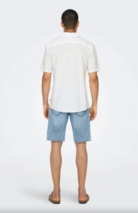 Only&Sons ONSCAIDEN LIFE SS SOL RES LINENBLENDNOOS Beyaz Erkek Gömlek 22025116
