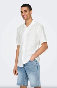 Only&Sons ONSCAIDEN LIFE SS SOL RES LINENBLENDNOOS Beyaz Erkek Gömlek 22025116