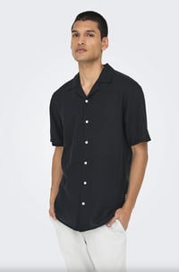 Only&Sons ONSCAIDEN LIFE SS SOL RES LINENBLENDNOOS Siyah Erkek Gömlek 22025116