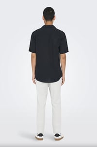 Only&Sons ONSCAIDEN LIFE SS SOL RES LINENBLENDNOOS Siyah Erkek Gömlek 22025116