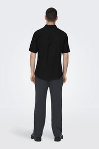 Only&Sons ONSCAIDEN LIFE SS SOLID LINEN BLEND NOOS Siyah Erkek Gömlek 22009885