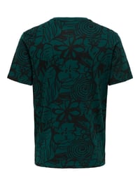 Only&Sons ONSPERRY FLOWER LIFE AOP REG SS TEE Yeşil Erkek T-Shirt 22034323