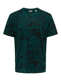 Only&Sons ONSPERRY FLOWER LIFE AOP REG SS TEE Yeşil Erkek T-Shirt 22034323