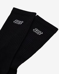 Skechers 2'li Paket Athleisure S Logo Uzun Çorap Siyah Unisex Çorap