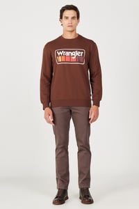Wrangler Bisiklet Yaka Sweatshirt Kahverengi Erkek Sweatshirt W646H1H44