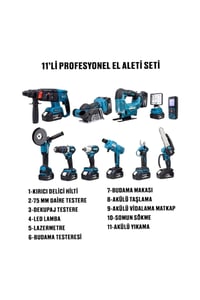 kömürsüz 11 Li set matkap takımı 4x2 fırçasız