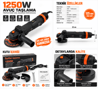 PROFESYONEL 125 LIK SPRAL TAŞLAMA 1200 W