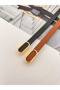 2li İthal oval Gold Tokalı ince Kadın Kemer Pantolon Kemeri Elbise Kemeri Gömlek  Ceket Kemeri