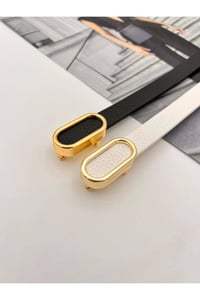 2li Ithal Oval Gold Tokalı Ince Kadın Kemer Pantolon Kemeri Elbise Kemeri Gömlek Kemeri Ceket