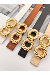 4 lü Burgulu Gold Tokalı Kadın Kemer Pantolon Kemeri Elbise Kemeri Gömlek Kemeri Ceket Kemeri