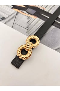 Burgulu Gold Tokalı Kadın Kemer Pantolon Kemeri Elbise Kemeri Gömlek Kemeri Ceket Kemeri Siyah