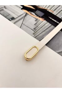İthal oval Gold Tokalı ince Kadın Kemer Pantolon Kemeri Elbise Kemeri Gömlek Kemeri Ceket Kemeri Beyaz