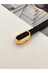 İthal oval Gold Tokalı ince Kadın Kemer Pantolon Kemeri Elbise Kemeri Gömlek Kemeri Ceket Kemeri Siyah