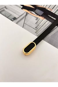 İthal oval Gold Tokalı ince Kadın Kemer Pantolon Kemeri Elbise Kemeri Gömlek Kemeri Ceket Kemeri Siyah